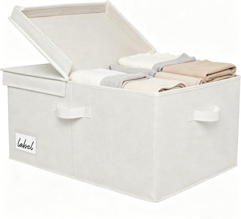 GRANNY SAYS Extra Large Storage Bins with Lids, Closet Bins, Beige