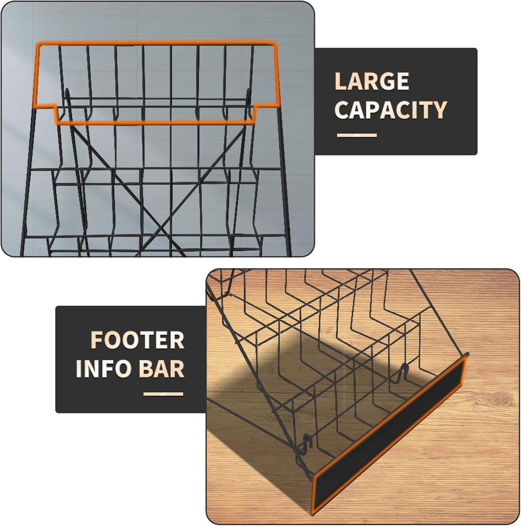 TONGMO 6-Tier Wire Book Signing Rack - Sturdy Tabletop Design - Ideal for Libraries, Classrooms, Schools - Display Literature, Magazines, Comics - Perfect for Book Signings (Black-1P)