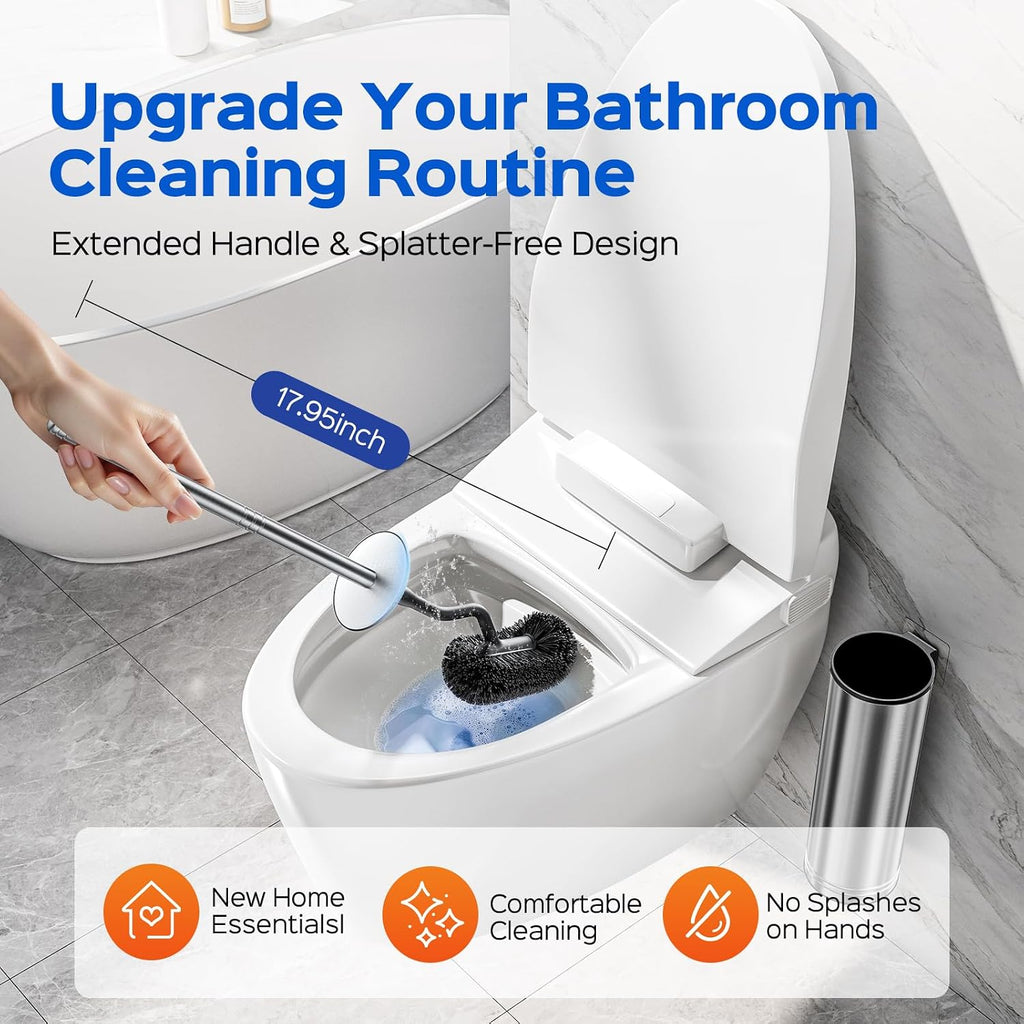 HAMITOR Toilet Brush and Holder Set for New Home Essentials Deep Clean