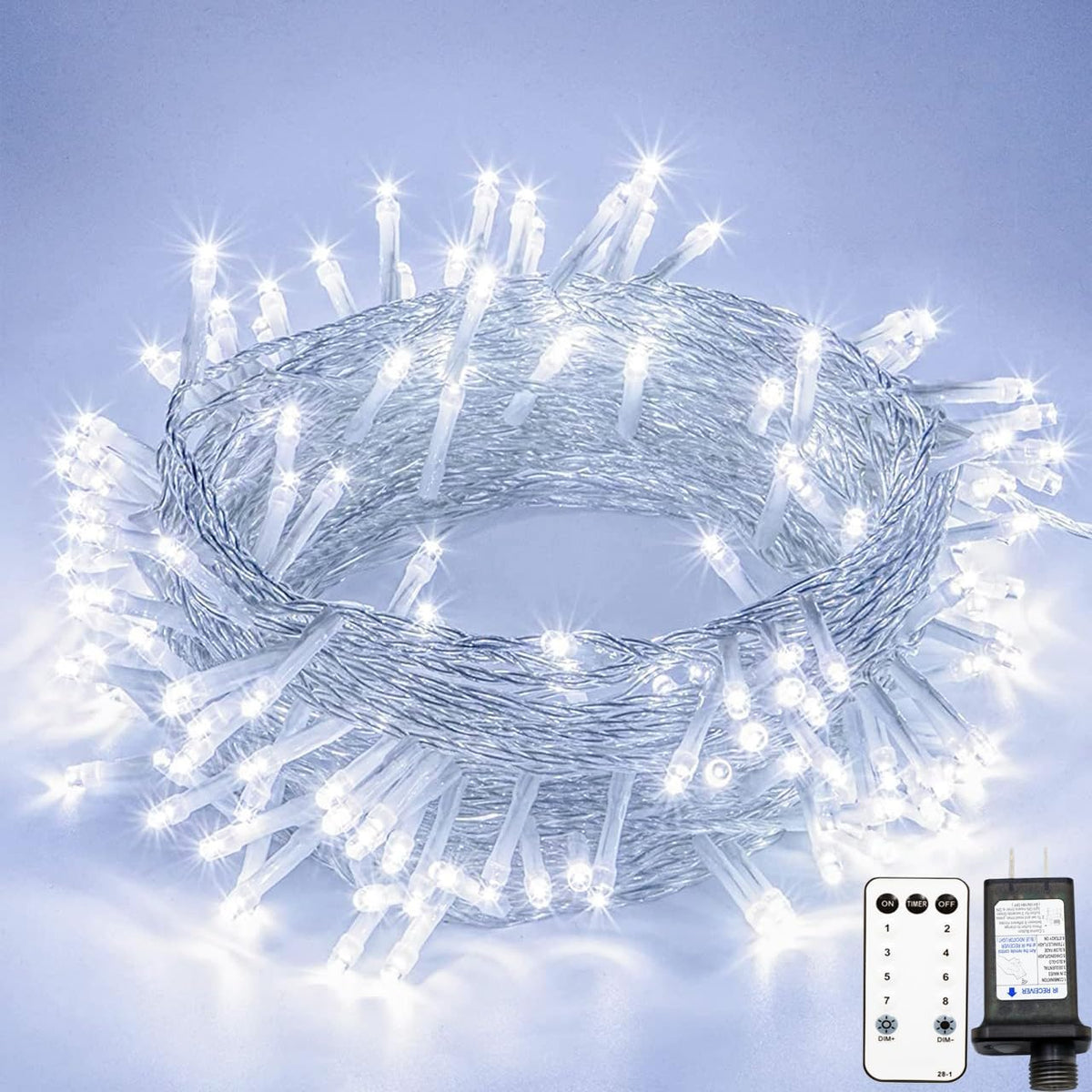 200 LED White String Christmas Lights Outdoor Indoor, 66ft Connectable Stronger Clear Wire, Twinkle Fairy Lights Plug in with Remote for Christmas Tree, Bedroom, Classroom, Holiday Decorations