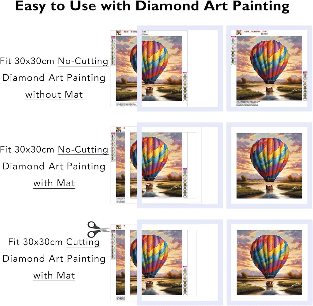 JCJMY 12x12 Picture Frame Set of 4 White with 10x10 Mat for 30 x 30cm Diamond Art Painting, Display Photo 12 x 12 Without Mat, Wall Hanging Large Frame with Plexiglass, 4 Pack