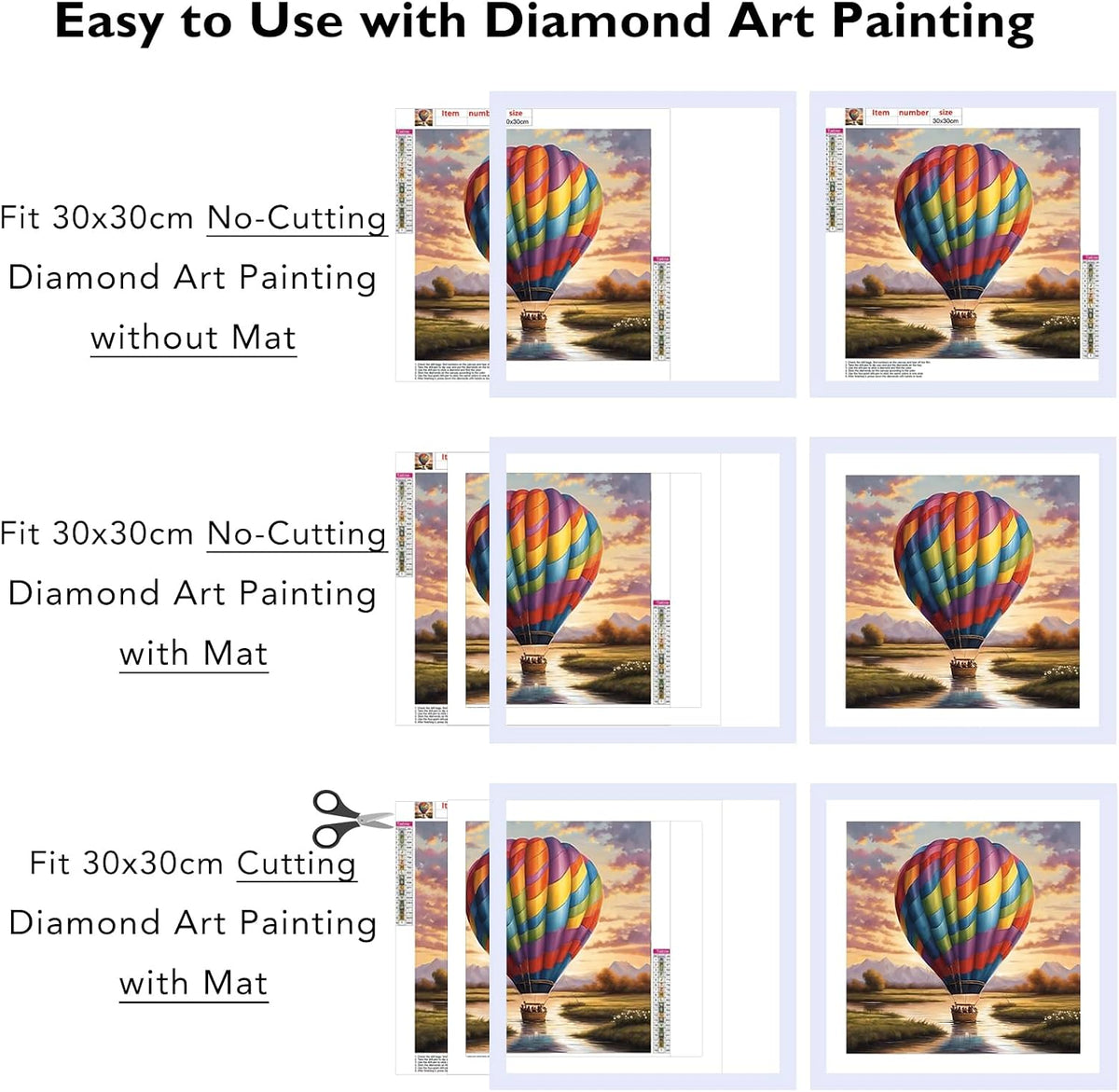 JCJMY 12x12 Picture Frame Set of 4 White with 10x10 Mat for 30 x 30cm Diamond Art Painting, Display Photo 12 x 12 Without Mat, Wall Hanging Large Frame with Plexiglass, 4 Pack