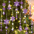 Lanpn 26 Pcs Christmas Ornaments Crystal Christmas Tree Decoration, Hanging Clear Acrylic Snowflake Icicle Drop Pendants for Xmas Winter Outdoor Indoor Party Decoration Purple