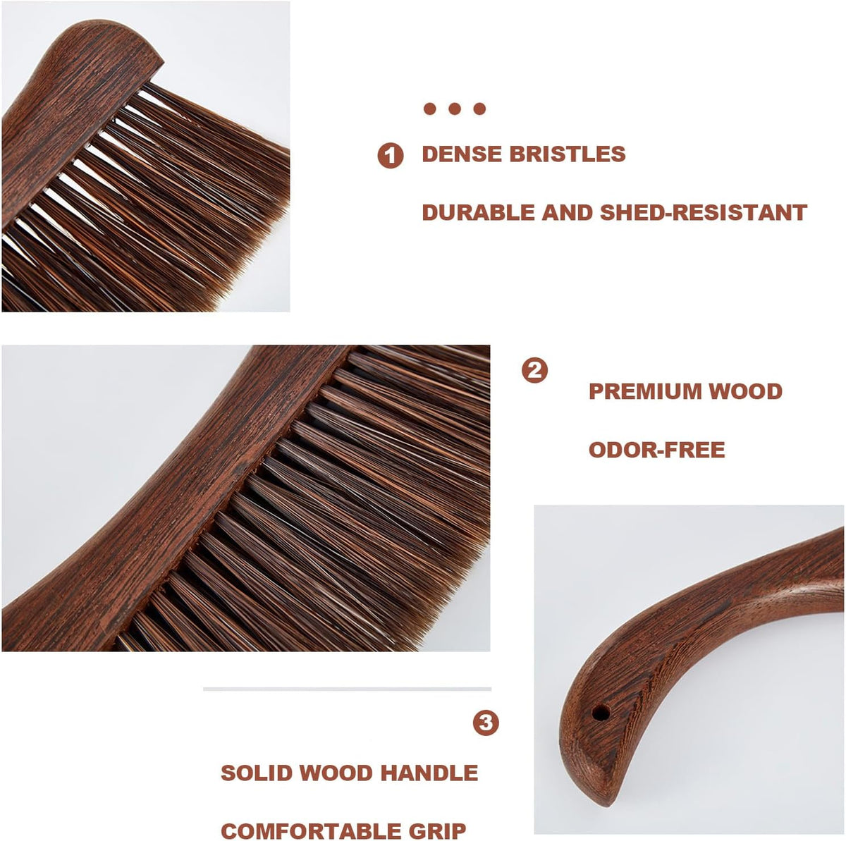 Hand Broom Soft Bristles Duster with Solid Wood Handle Quick Dusting Brush for Sofa Bed Furniture Musical Instruments (Chicken Wing Wood)