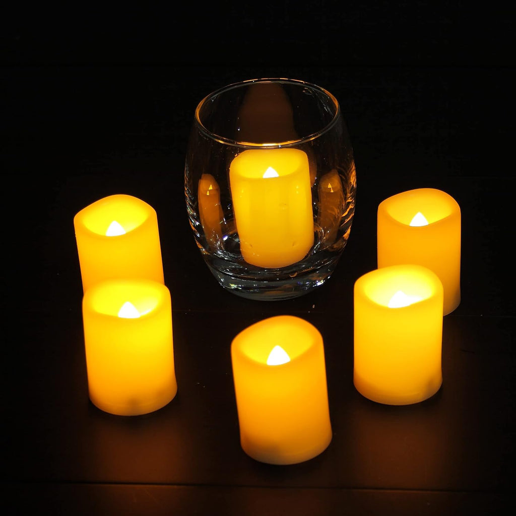 6 Pack Battery Operated Flameless LED Votive Candles w Timer Tea Lights
