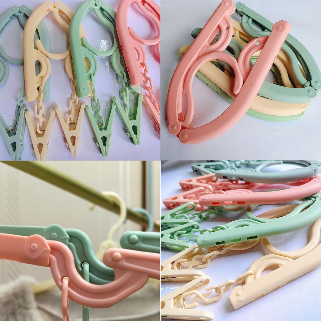12 Pcs Foldable Travel Hangers with Clips, Plastic Hanger Folding Clothes Hangers Space Saving Clothes Hangers - Coat Hangers for Cruise Business Trip Travel