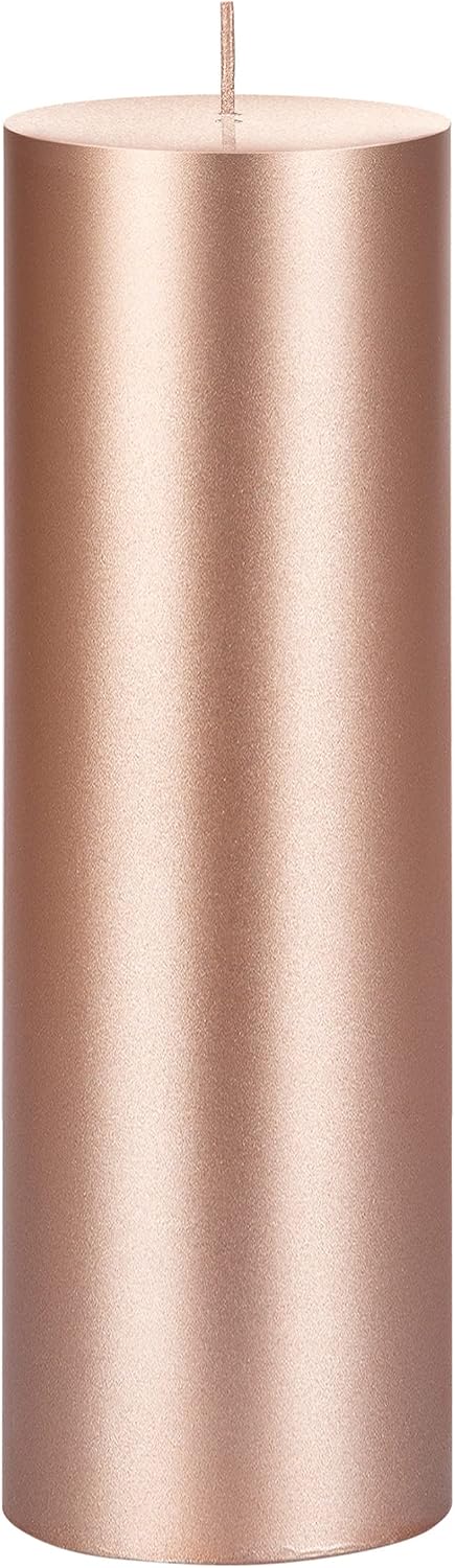 Mega Candles 1 pc Unscented Solid Rose Gold Pillar Candles, Hand Poured Premium Wax Candle 3 Inch x 9 Inch, Home Décor, Spas, Weddings, Occasions, Party, Centerpieces, Holidays, Vigils, Prayers