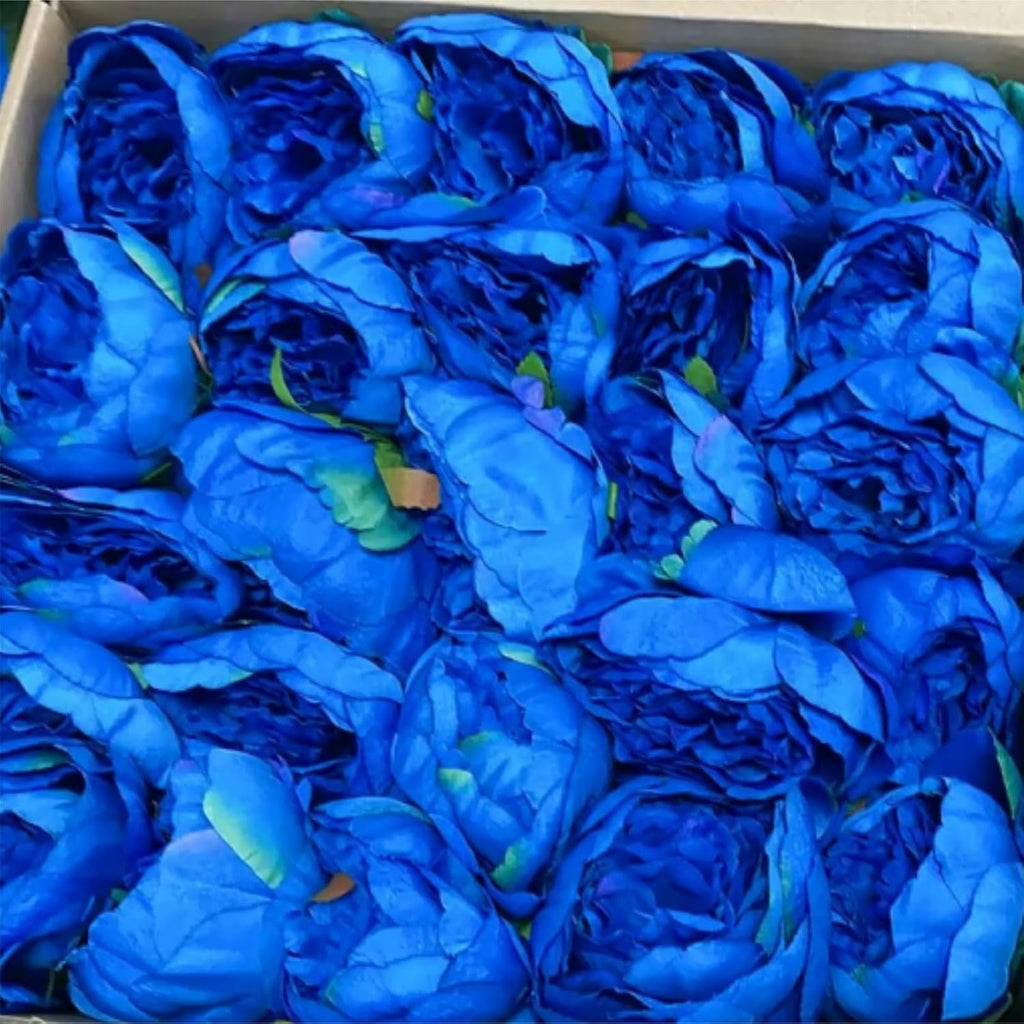 50Pcs Peonies Artificial Flowers Bulk, 4’’ Navy Blue