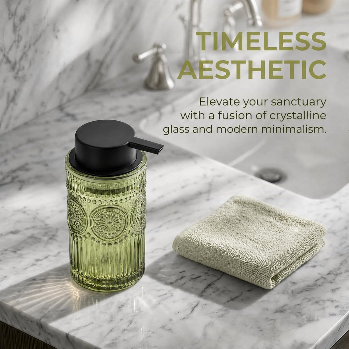 Green Glass Foaming Hand Soap Dispenser