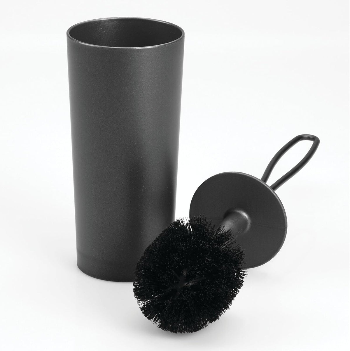 iDesign Toilet Brush and Holder for Bathroom, Matte Black