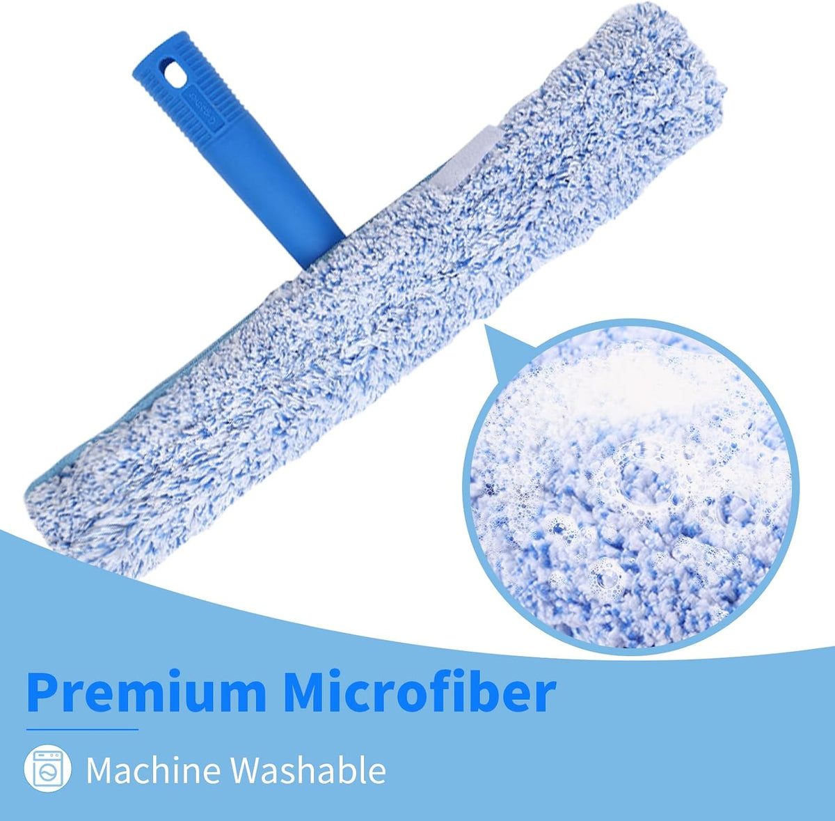 10Ft Window Squeegee with Long Handle, Window Washer for High Windows Glass