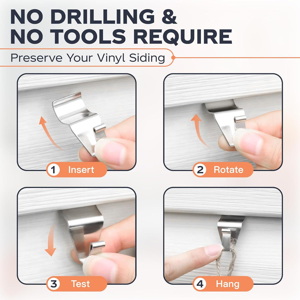 Cozcty No-Hole Vinyl Siding Hooks, 12-Pack Stainless Steel Holds Up to 18lb