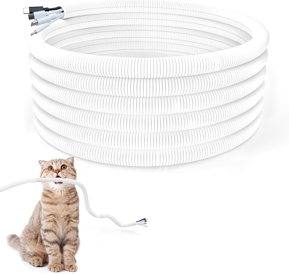 Cord Protector for Pet, Cable Protector from Chewing,10FT-White