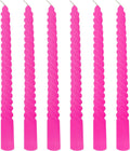 6 Pack Hot Pink Taper Candles, Rosy Pink Spiral Taper Candles