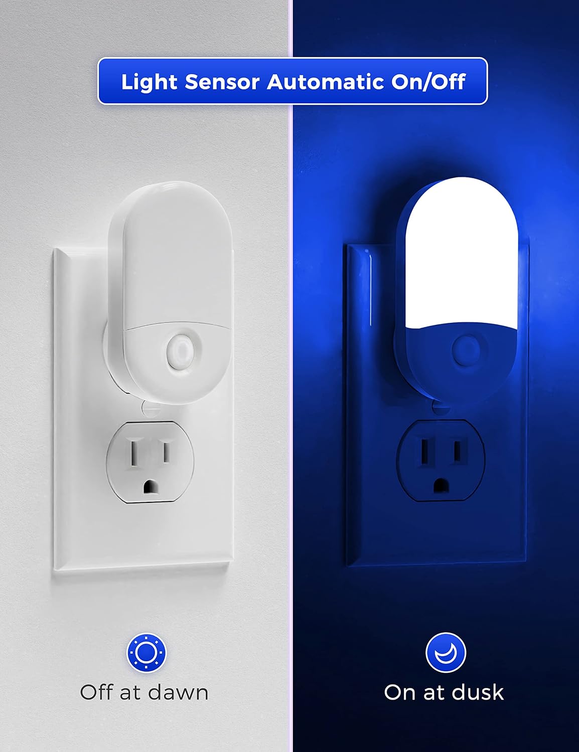 L LOHAS LED Blue Night Light, Night Lights Plug into Wall[2 Pack], 0.6W LED