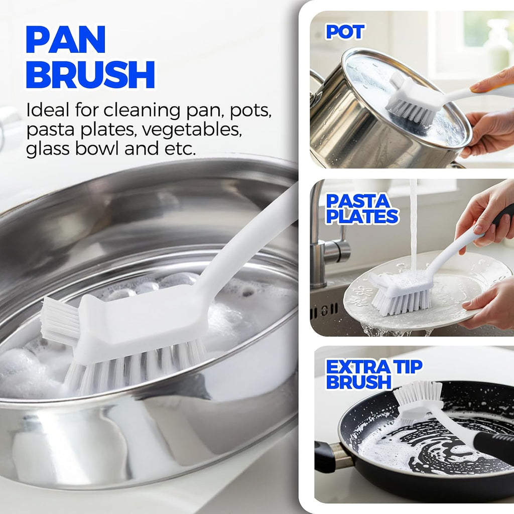 Holikme 6 Pack Dish Brush Set with Bottle Brush, Dish Scrub Brush,Black