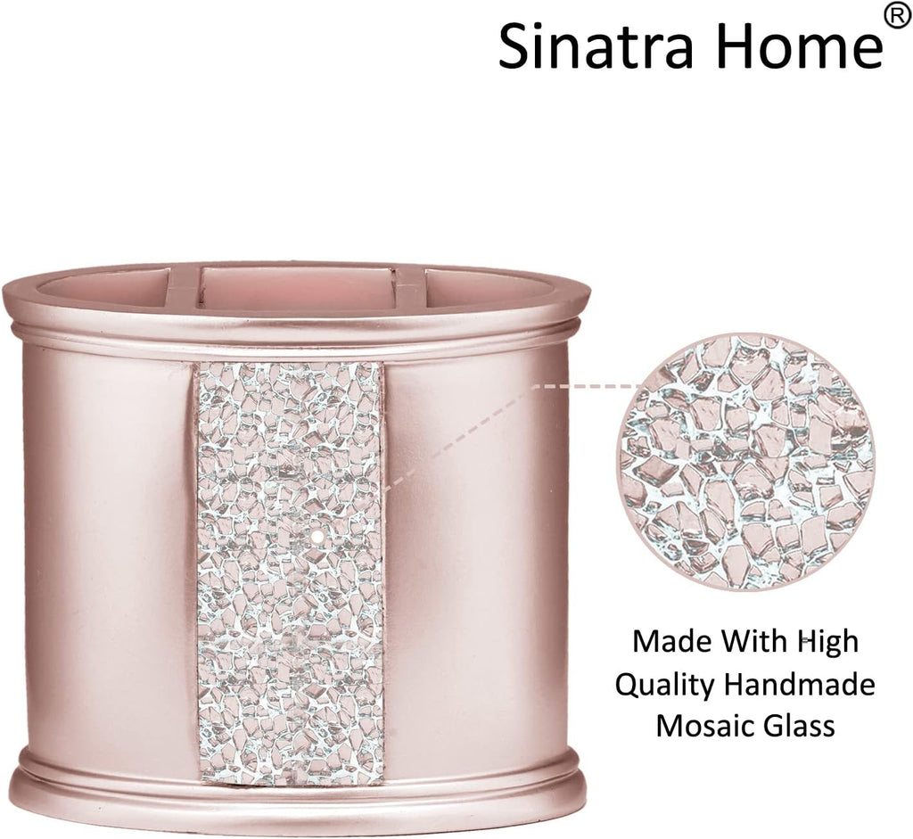 Zahari Home Sinatra Bath Tooth Brush Holder Modern Tooth Brush and Toothpaste Holder, Blush