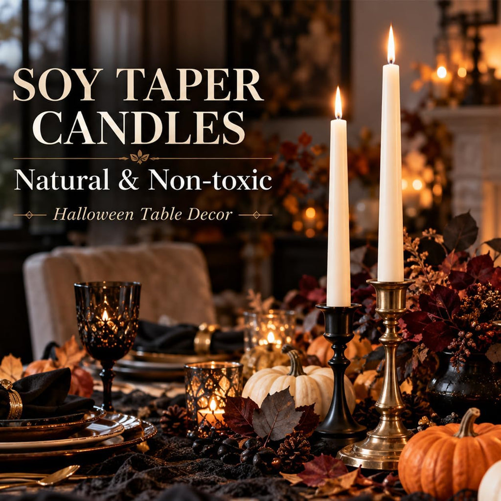 Soy Wax Taper Candles, 10 Inch White Unscented Taper Candles, 2 Pack