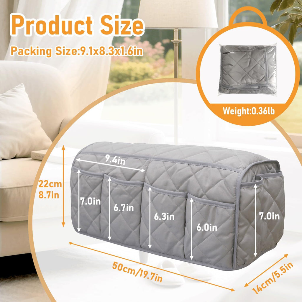 Armchair Caddy for Recliner, Non-Slip Recliner Pocket Organizer, Remote Holder for Recliners, Sofa Armrest Organizer, Couch Caddy with 14 Pockets Storage for TV Remote, Phone, Magazine (Grey)