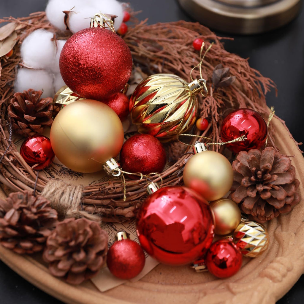 HipTree 30ct 1.18 Inch Red Gold Mini Ornaments, Xmas & Halloween Tree Decor