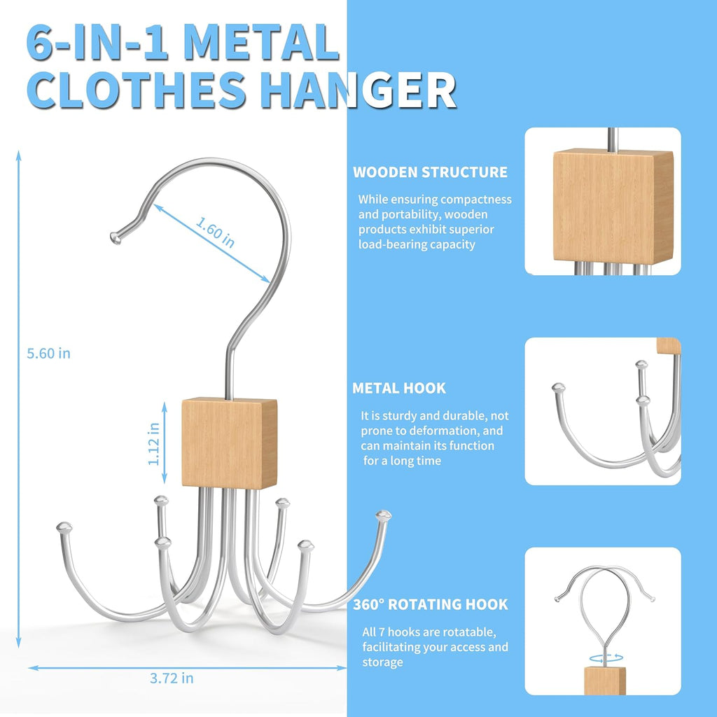 Tank Top Hanger,Rotatable Bra Hanger,Max 36 Storage Capacity Sports Bra Hangers,Space Saving Hangers for Dorm,Closet Organizers and Storage,Closet Organizer for Belt,Scarf, Purse,Wood