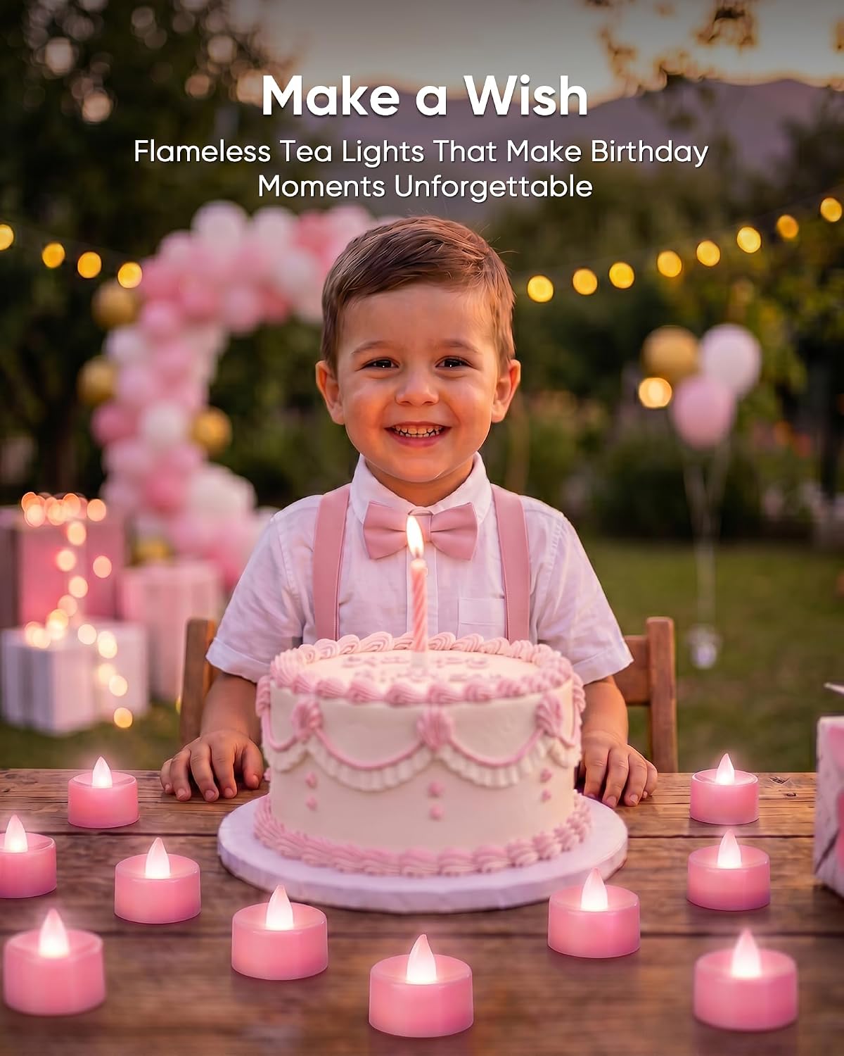 Homemory 50-Pack Pink Flameless Battery Tealight Candles, 200+ Hours