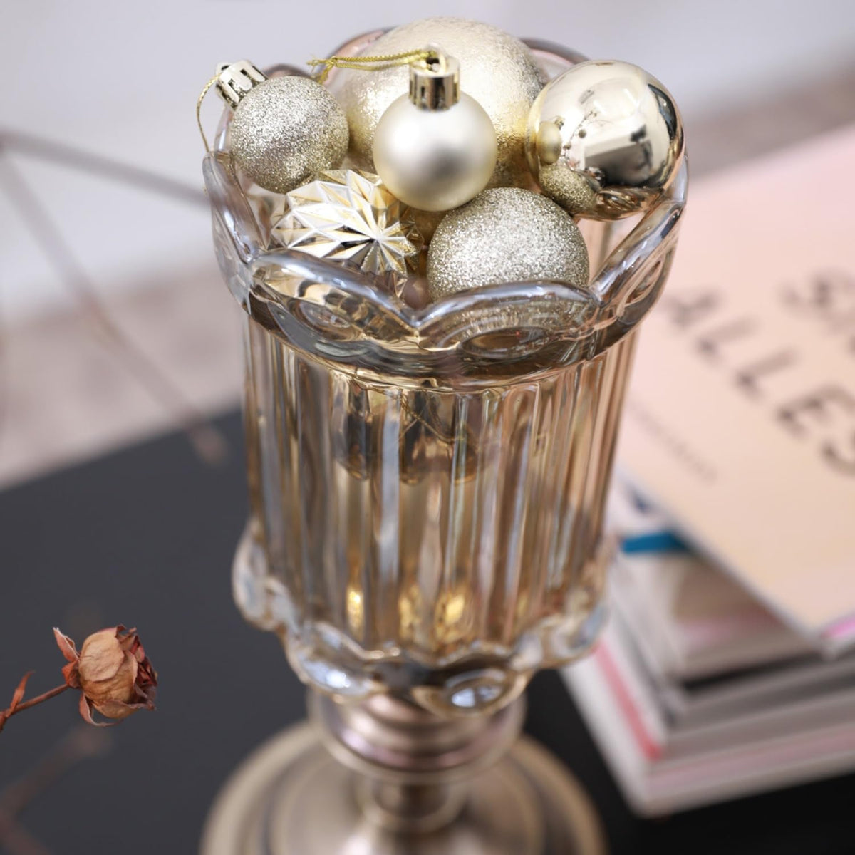 HipTree 30ct 1.18" Champagne Gold Mini Baubles Xmas Halloween Tree Decor