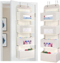 MAX Houser 4-Shelf Over The Door Hanging Organizer with 2 Metal Hooks,Beige