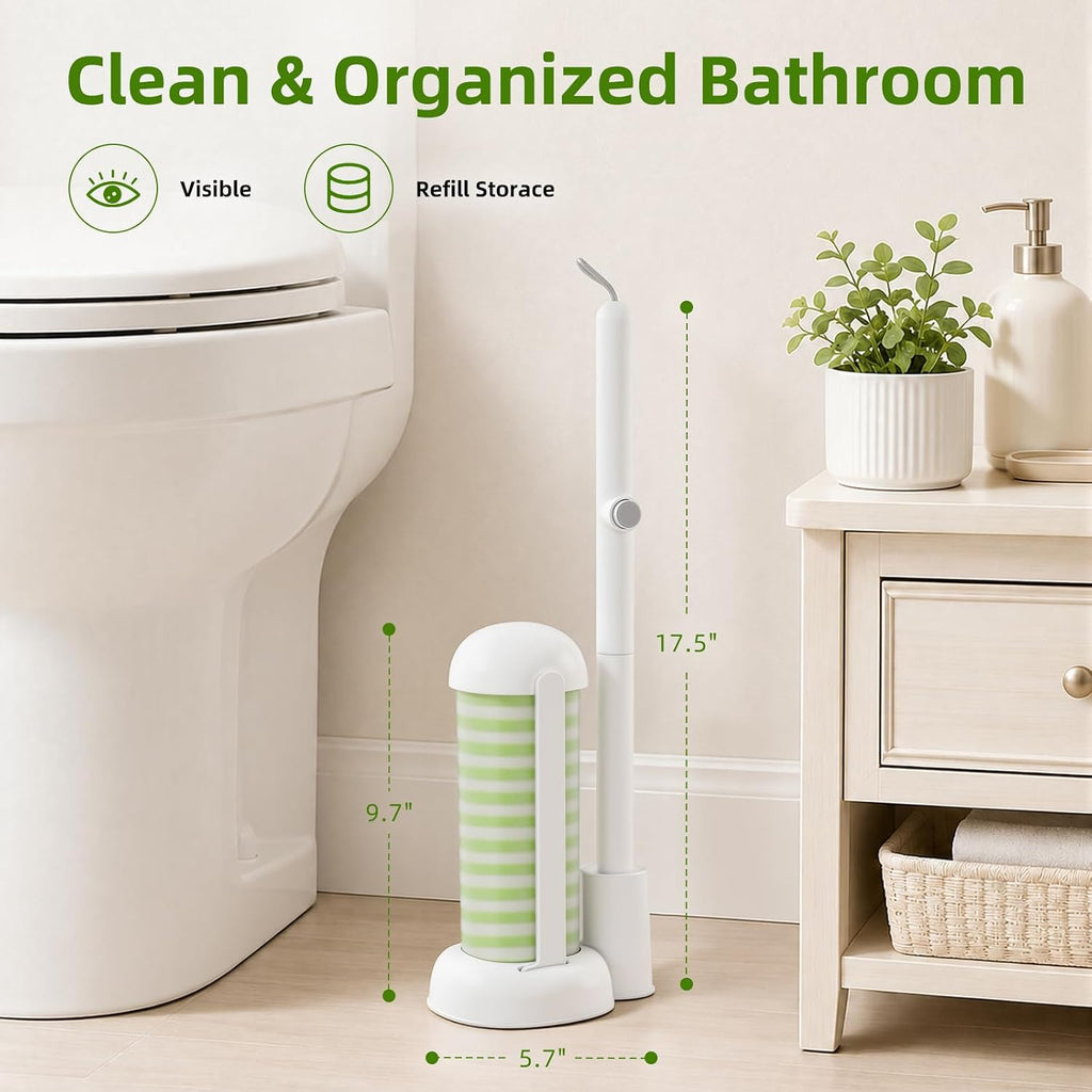 JUDRDO Disposable Toilet Brush Cleaning System (1 Brush+36 Green Refills)