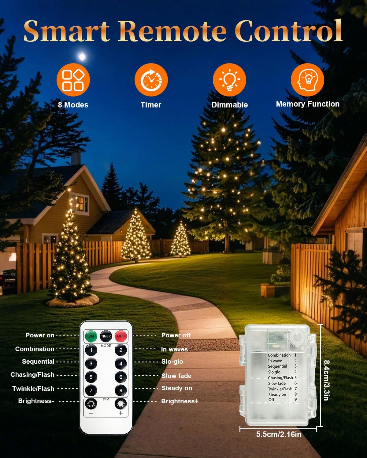8-Pack Fairy Lights Battery Operated, 33ft 100 LED(Total 264ft 800 LEDs)
