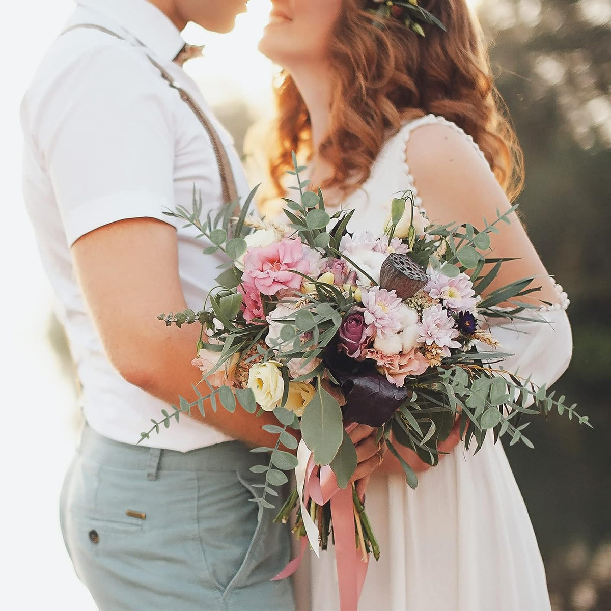 CEWOR 80pcs Artificial Eucalyptus Stems Fake Eucalyptus Leaves Stems Real Touch Leaf Branches for Flower Bouquet Wedding Easter Centerpiece Spring Home Office Decor