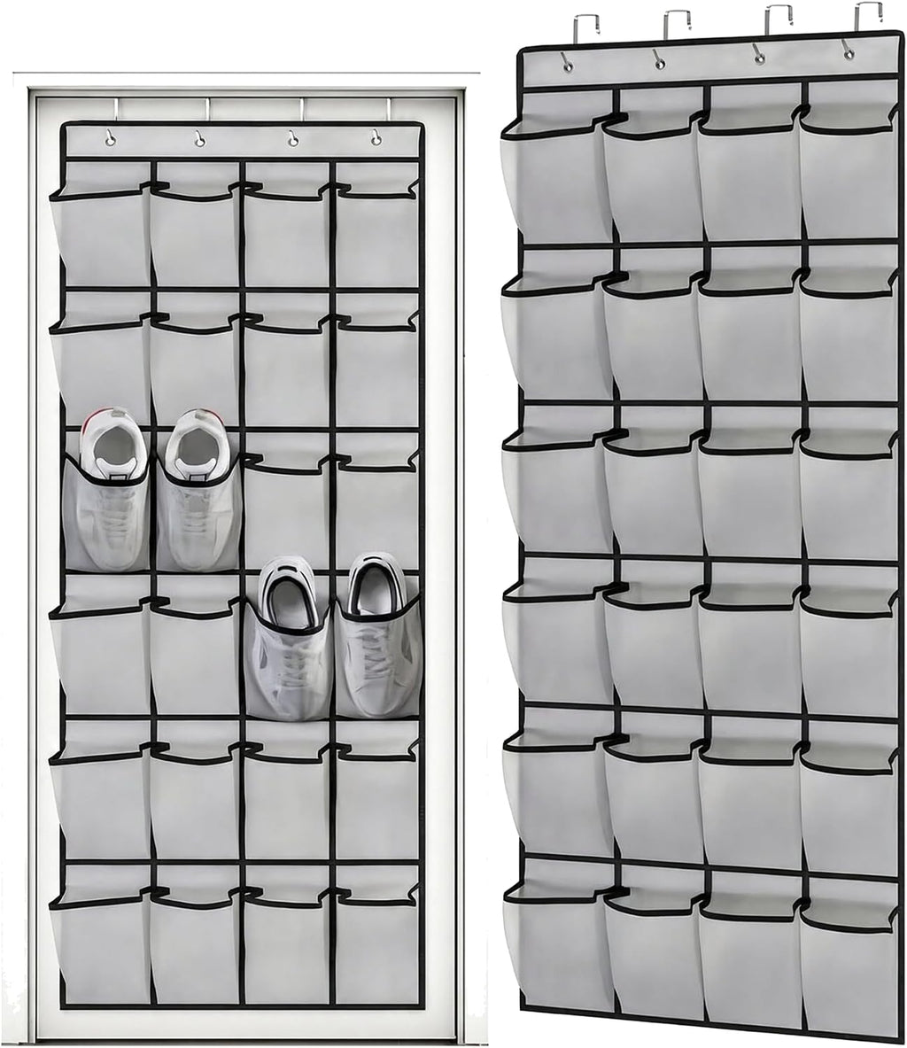 Meolsaek24 Large Mesh Pockets Over the Door Shoe Organizer, Grey