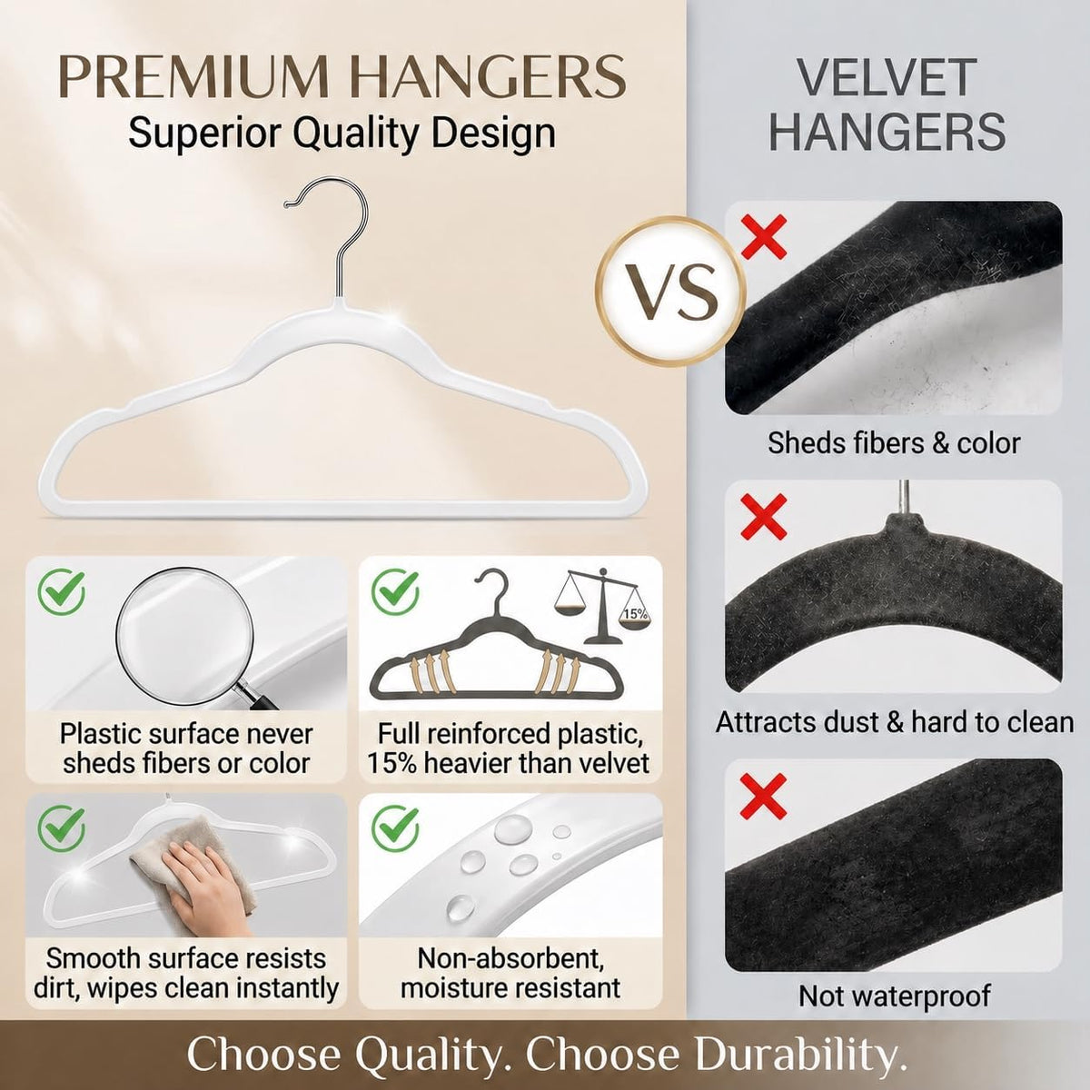 SMARTOR Plastic Hangers 20 Pack - Thin Hangers for Space Saving - White