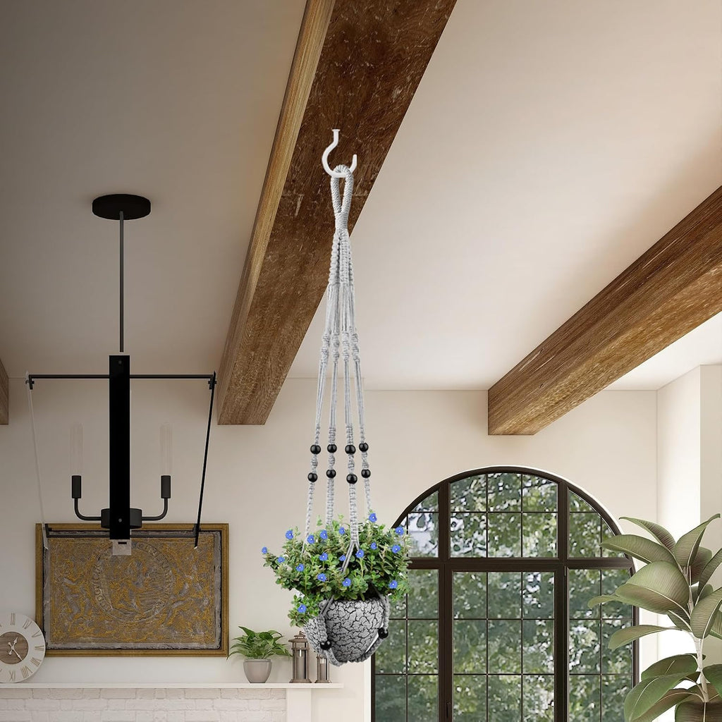 RIFNY Macrame Plant Hanger Indoor, Hanging Plant Holder, Grey, 2 PCS