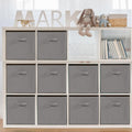 11x11 Storage Bins, Set of 10 Storage Cubes, Collapsible Cube Storage Bins, Fabric Closet Organizers with Handles for Home, Office, Closet Shelf Cabinet, Bookcase, Grey