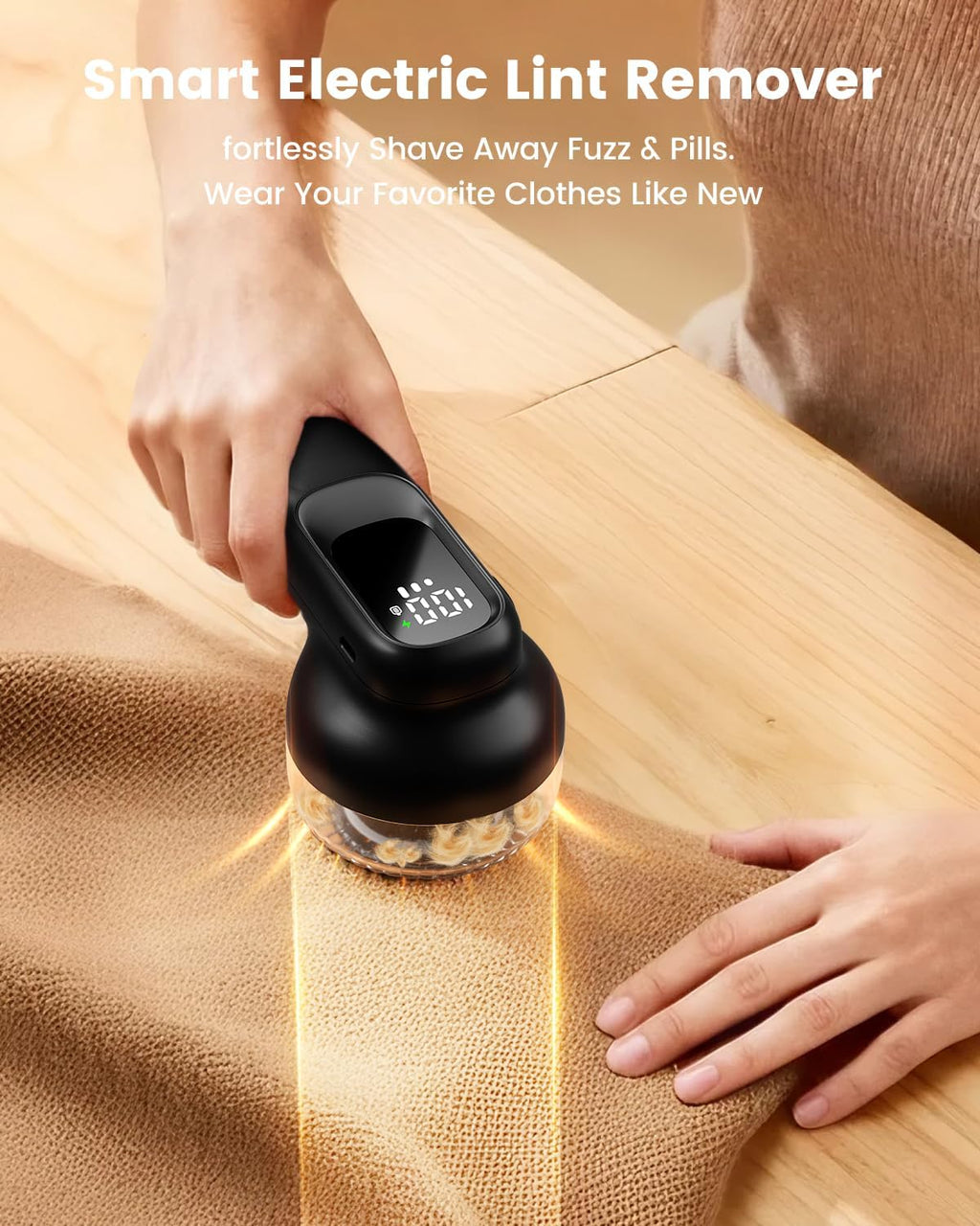 Rechargeable Fabric Shaver, Lint Remover with 3D Floating Blades & Powerful Motor, Portable Sweater Shaver with Digital Display, 3 Speeds Electric Lint Shaver for Clothes, Sweaters, Furniture