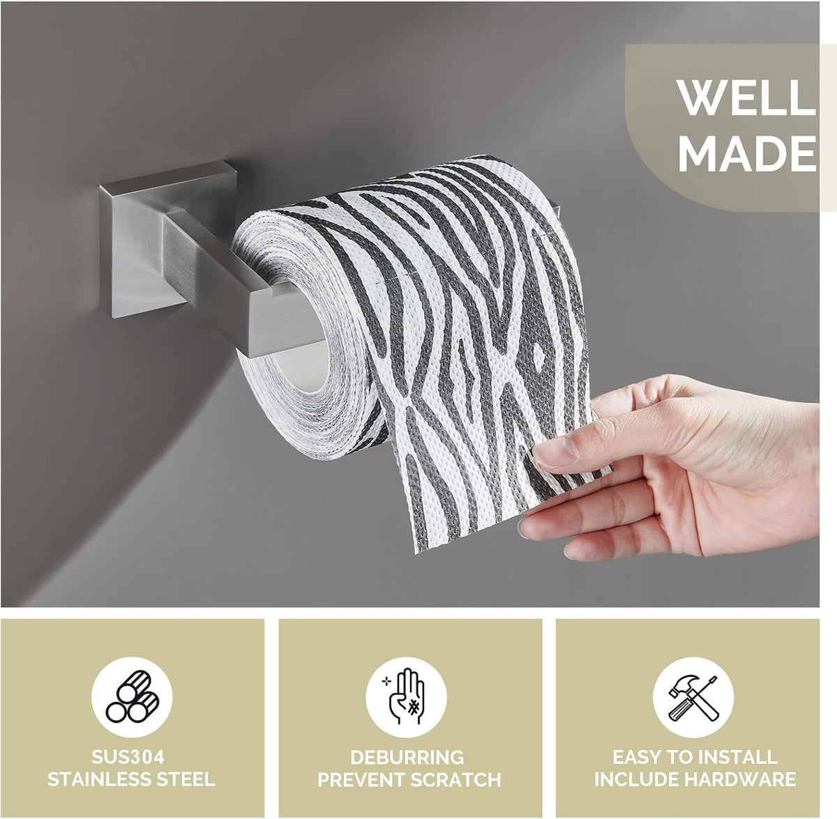Angle Simple Toilet Paper Holder Brushed Nickel, Toilet Tissue Roll Hanger