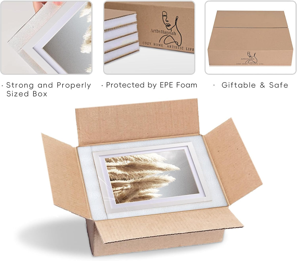 ArtbyHannah Gallery Wall Frame Set, 8 Pack White Picture Frames, Small