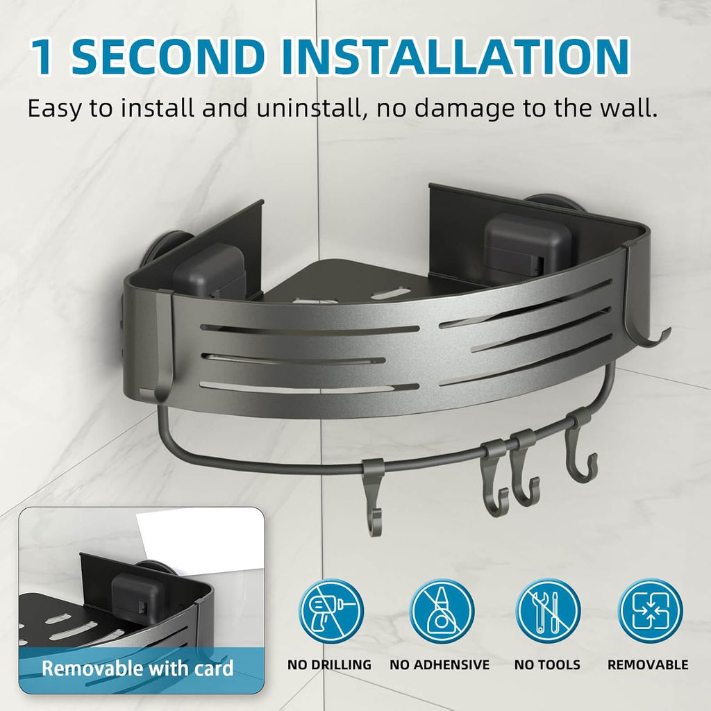 Onemake Corner Shower Caddy with Suction Cups, 2-Pack Shelves for Bathroom