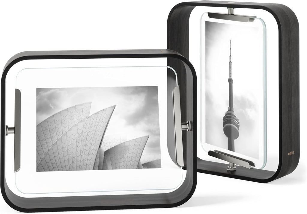 Umbra Bellwood Desk Picture Frame, Rotating Double Sided, 5x7, Black