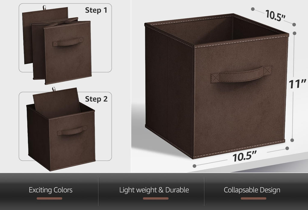 Sorbus Fabric Storage Cubes, 8 Pack, with Handles (Chocolate)
