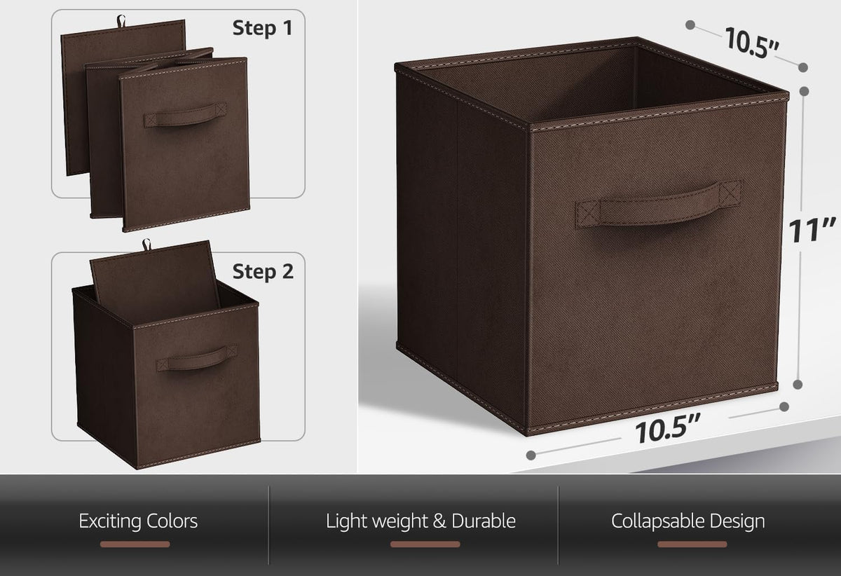 Sorbus Fabric Storage Cubes, 8 Pack, with Handles (Chocolate)