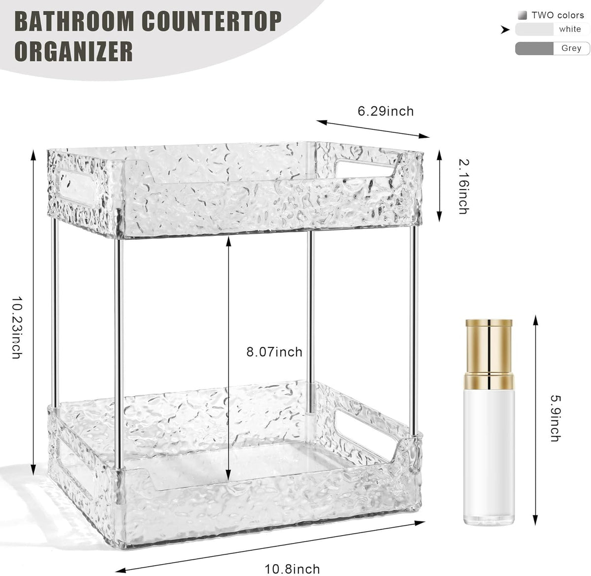 2-Tier Bathroom Counter Organizer Countertop Storage-Clear