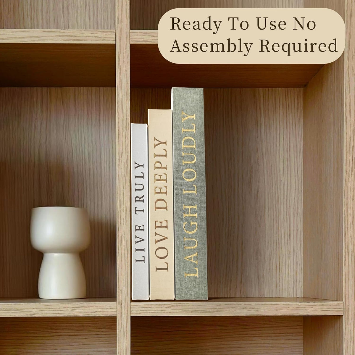 Aesthetic Decorative Books, Set of 3 Linen Faux Books for Decoration