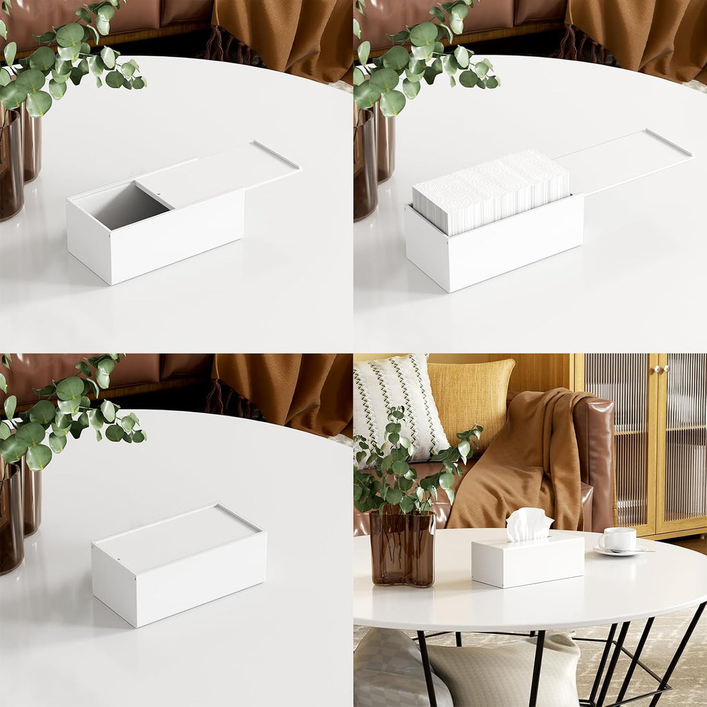 FEMELI Acrylic Tissue Box Cover,Rectangular Facial Tissue Holder Case Dispenser for Bathroom Kitchen Bedroom Office