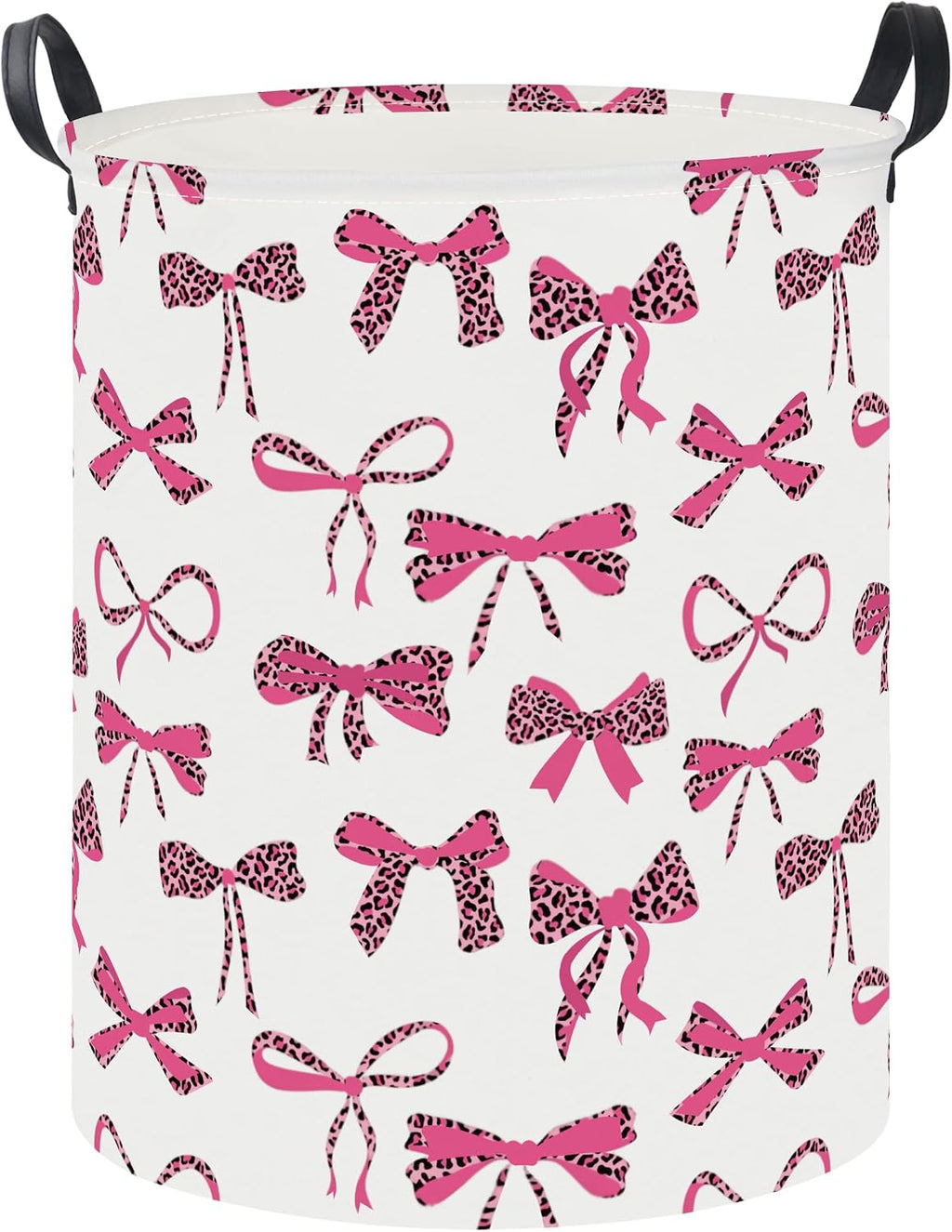 19.7" Laundry Basket,Dirty Clothes Hamper,Waterproof Storage Bin,Room Decor,Gift Baskets(New Leopard Print Bow)