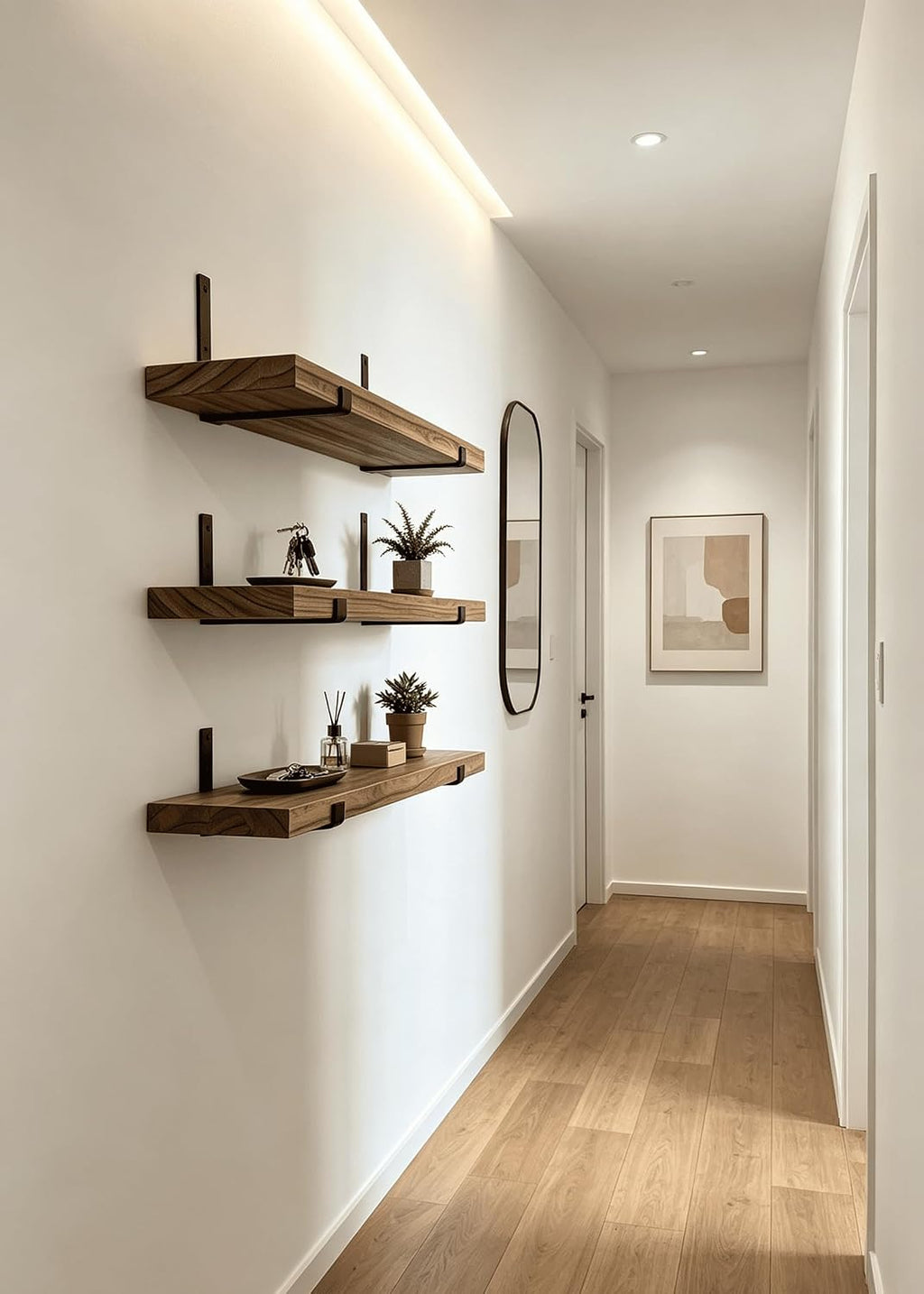 Rustic Wood Floating Shelves Farmhouse Wooden Wall Shelves for Bathroom Bedroom Living Room Kitchen Office Set of 4 Light Brown 24 Inch