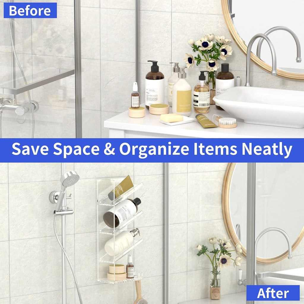 AITEE Acrylic Bathroom Organizer Caddy Shampoo Holder Right Inclined