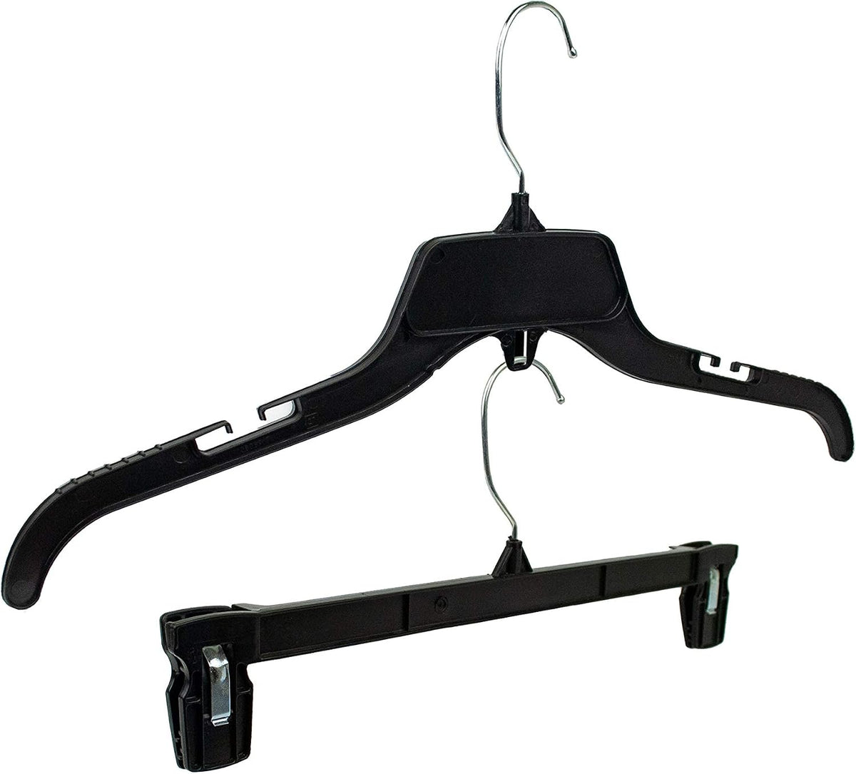 HangOn Shirt & Pants Hangers Combo Set Recycled Plastic, Black, 17 Inch & 12 Inch, 15 Each 30 Total