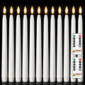 Homemory 11 inches Waxy Flameless Taper Candles with Remote Timer Dimmer, 12 Pcs Battery Operated Taper Candles with Flickering Flame, White LED Candlesticks for Wedding, Christmas Indoor Decoration